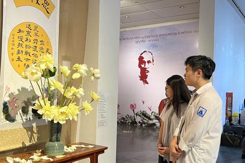 Độc đáo gần 40 tác phẩm sen thư pháp kết hợp với những bài thơ của Bác Hồ
