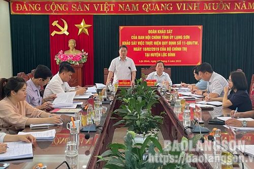 Ban Nội chính Tỉnh ủy khảo sát việc thực hiện Quy định số 11 của Bộ Chính trị tại huyện Lộc Bình