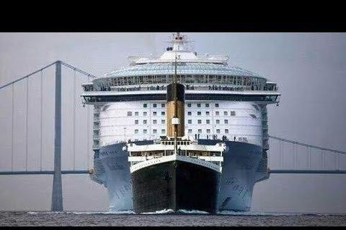 Hình ảnh tiết lộ kích thước thật của Titanic so với tàu du lịch hiện đại