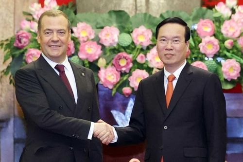 Chủ tịch nước, Thủ tướng tiếp Chủ tịch Đảng nước Nga Thống nhất Dmitry Medvedev