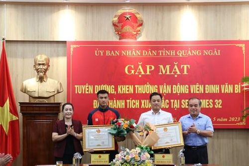 Quảng Ngãi: Tuyên dương, khen thưởng VĐV Đinh Văn Bí