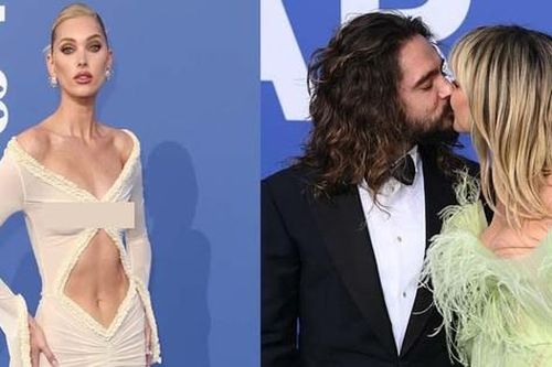 Thiên thần nội y lộ vòng một, Heidi Klum hôn chồng trên thảm xanh