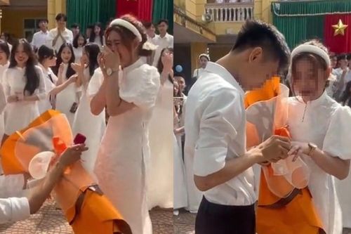 Nữ sinh Vĩnh Phúc được tặng nhẫn, cầu hôn trong lễ bế giảng