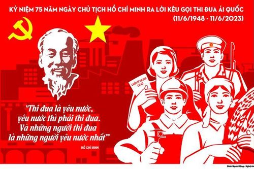 Giới thiệu bộ tranh cổ động nhân dịp 75 năm Bác Hồ ra Lời kêu gọi 'Thi đua ái quốc'