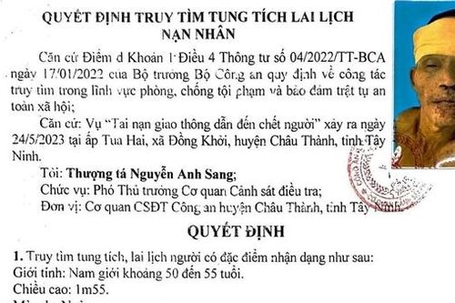 Tìm tung tích nạn nhân tử vong do TNGT