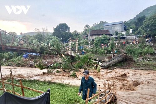 Giông sét làm chết 6 con bò và hư hỏng cầu treo dân sinh ở Sơn La