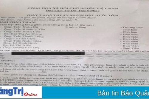 Không ủng hộ tiền cho thôn sẽ bị thu hồi đất nuôi tôm!