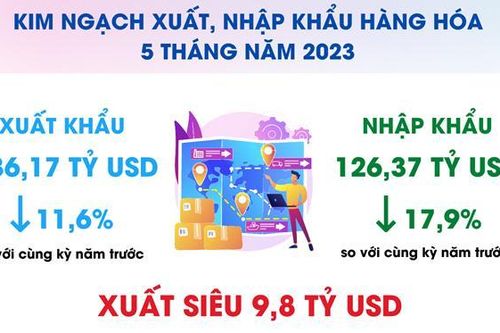 5 tháng đầu năm 2023 Việt Nam xuất siêu 9,8 tỷ USD