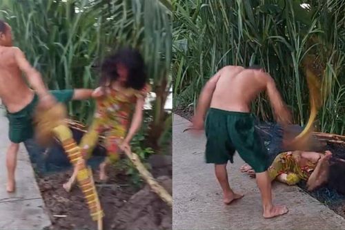 Bắt khẩn cấp người chồng dùng chổi đánh vợ đến bất tỉnh rồi kéo lê trên đường