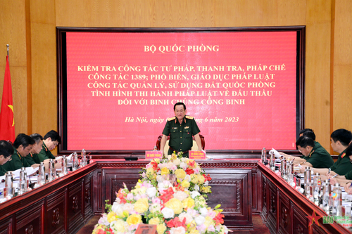 Thượng tướng Võ Minh Lương kiểm tra công tác tư pháp, thanh tra, pháp chế tại Binh chủng Công binh