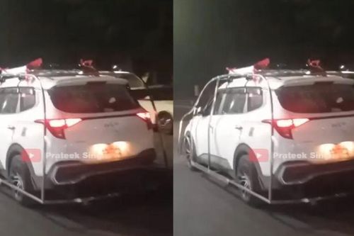 KIA Carens gắn khung lồng kim loại xung quanh chống xe khác va chạm