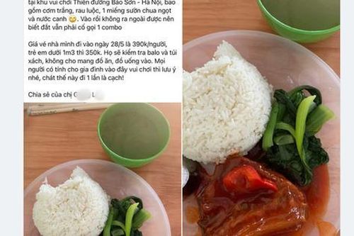 Tranh cãi suất cơm sườn 120.000 đồng chỉ có 1 miếng sườn tại khu vui chơi ở Hà Nội