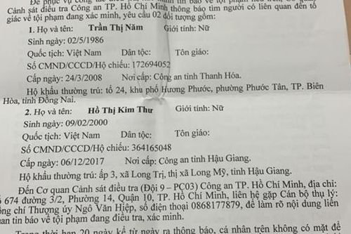 Tìm người liên quan tới vụ việc của Công ty TNHH Thương mại Dịch vụ Xuất nhập khẩu KLT