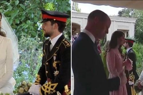 Hoàng tử William nhắc nhở gì Công nương Kate ở hôn lễ của Thái tử Jordan?