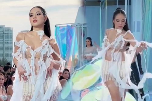 Hoa hậu Thanh Thủy đá chân - múa tay khi catwalk, netizen khóc thét: 'Xu cà na' quá!