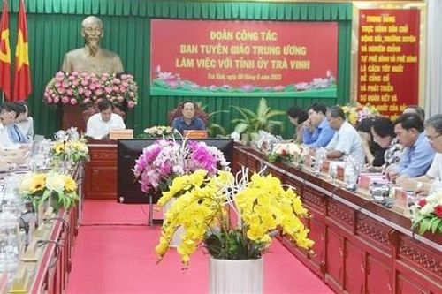 Ban Tuyên giáo Trung ương làm việc với Tỉnh ủy Trà Vinh