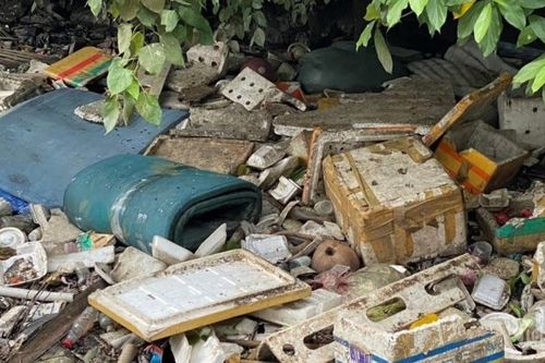 Kênh thoát nước sân bay Tân Sơn Nhất ngập rác