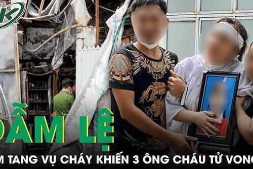 Xé lòng cảnh người mẹ khóc ngất tại đám tang 3 ông cháu tử vong trong vụ cháy ở Nha Trang