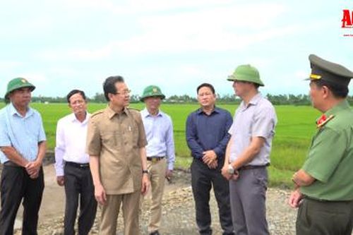 Bí thư Tỉnh ủy An Giang Lê Hồng Quang khảo sát địa điểm tổ chức Lễ khởi công Dự án thành phần 1 thuộc dự án tuyến cao tốc
