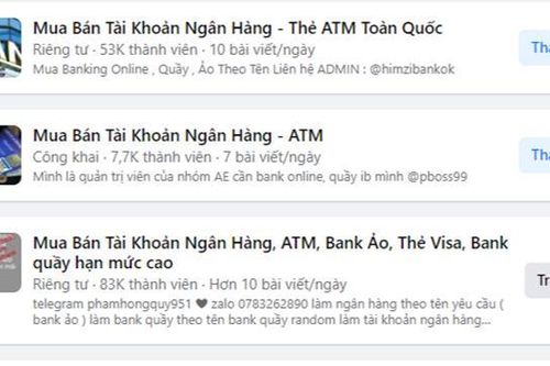 Mua bán tài khoản ngân hàng lại nóng