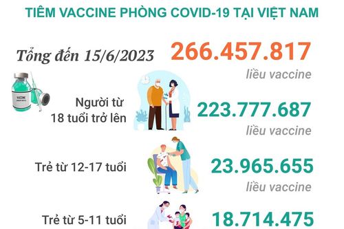 Tình hình tiêm vaccine phòng COVID-19 tại Việt Nam tính đến hết ngày 15/6/2023
