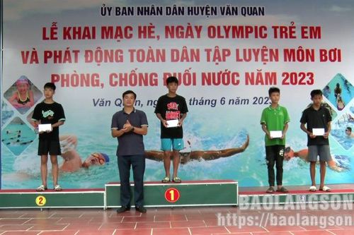 Văn Quan tổ chức Lễ khai mạc hè, ngày Olympic trẻ em và phát động toàn dân tập luyện môn bơi phòng, chống đuối nước năm 2023