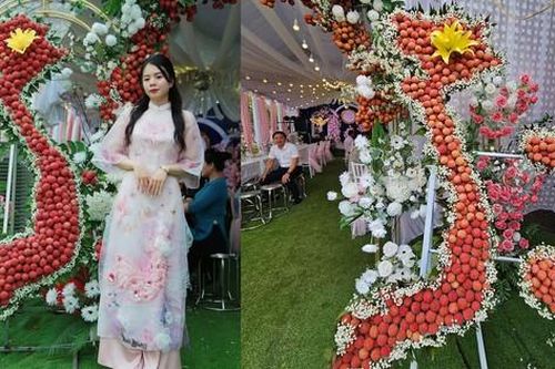 Độc lạ cổng cưới bằng vải thiều của cô dâu Lục Ngạn