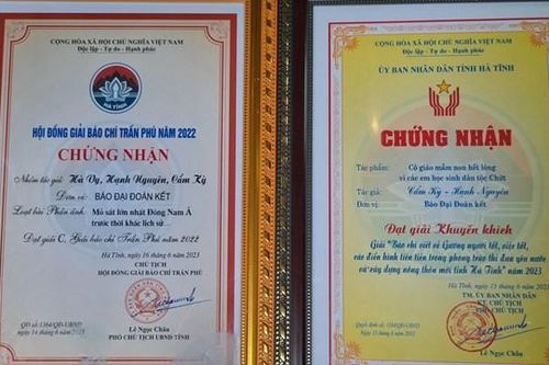 Nhóm phóng viên Báo Đại Đoàn Kết đoạt 2 giải báo chí ở Hà Tĩnh