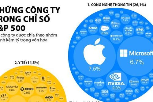 Điểm danh các công ty trong S&P 500, ngành công nghệ chiếm tỷ trọng gần 30%