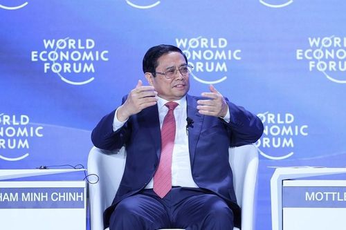 Thủ tướng Phạm Minh Chính phát biểu tại phiên thảo luận của Hội nghị WEF