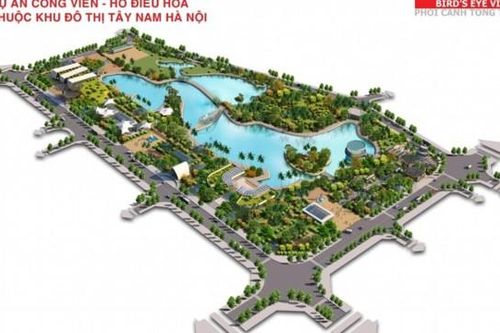 Hoàn thành Khu công viên hồ điều hòa thuộc KĐT Tây Nam Hà Nội vào 2025