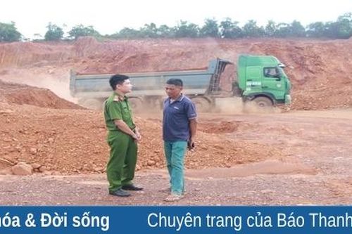 Công an huyện Thạch Thành tăng cường kiểm tra, xử lý hoạt động khai thác khoáng sản