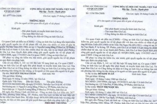 Thông báo tìm người có liên quan đến tố giác tội phạm