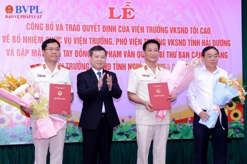 Trao quyết định bổ nhiệm Viện trưởng và Phó Viện trưởng VKSND tỉnh Hải Dương