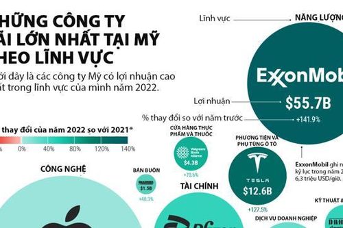 20 công ty lãi lớn nhất tại Mỹ, Apple và Exxon Mobil dẫn đầu