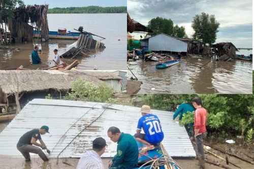 Sạt lở lúc rạng sáng, 4 căn nhà ở Cà Mau trôi sông