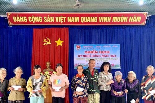Tặng quà và khám, phát thuốc miễn phí cho người có công ở xã Ia Phìn