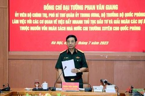 Đại tướng Phan Văn Giang: Đẩy nhanh tiến độ các dự án thuộc nguồn vốn ngân sách nhà nước chi thường xuyên cho quốc phòng