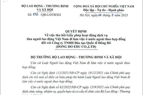 Thu hồi giấy phép của ba công ty xuất khẩu lao động do thiếu nhân viên nghiệp vụ