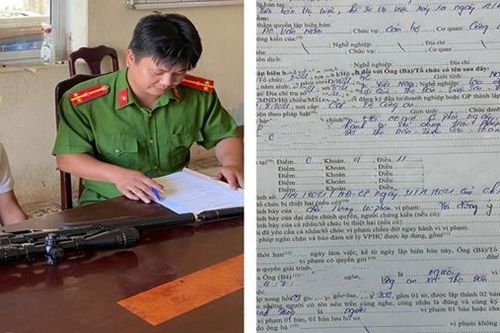 Vác súng hơi lên xe máy kẹp ba