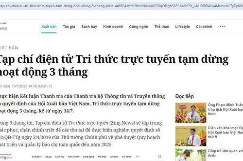 Tạp chí điện tử Tri thức trực tuyến tạm dừng 3 tháng