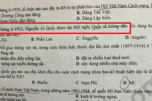 Đề Lịch sử thi tốt nghiệp THPT năm 2023 nhầm lẫn thời gian sự kiện?