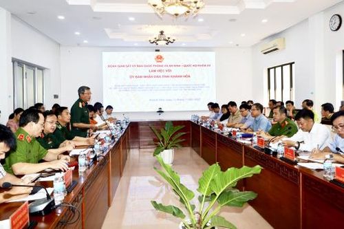 Đoàn giám sát của Ủy ban Quốc phòng và An ninh - Quốc hội khóa XV: Làm việc với UBND tỉnh Khánh Hòa về thực hiện Nghị quyết số 99 của Quốc hội