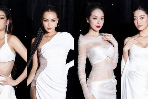 Hoa hậu Thanh Thủy lần đầu đọ sắc cùng đàn chị Ngọc Châu trên thảm đỏ Tuần lễ Thời trang