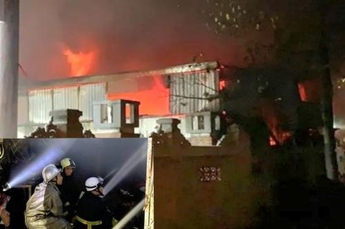 Cháy xưởng may ở Vĩnh Hưng trong đêm