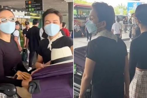 Kenji tất bật chăm sóc Miko Lan Trinh ở sân bay