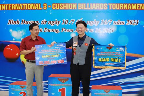 Cơ thủ Bao Phương Vinh vô địch giải Billiards carom 3 quốc tế Bình Dương – Cúp Number 1