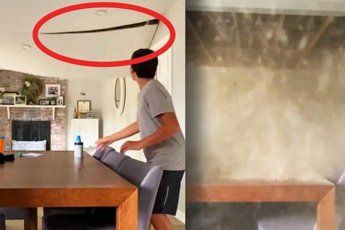 Trần nhà đột nhiên sập xuống 2 lần liên tiếp