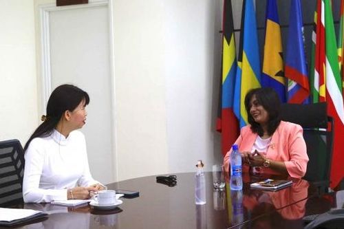 Đại sứ Phạm Thị Kim Hoa chào từ biệt chính phủ Suriname trước khi kết thúc nhiệm kỳ công tác