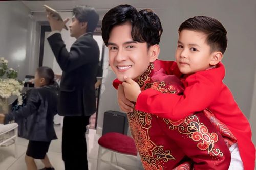 Con trai Đan Trường nhảy múa cực điệu nghệ khi thấy bố ôn bài trong hậu trường